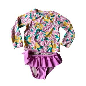Tea Collection Citrus Floral Rash Guard Swim Set Girls 18-24M
